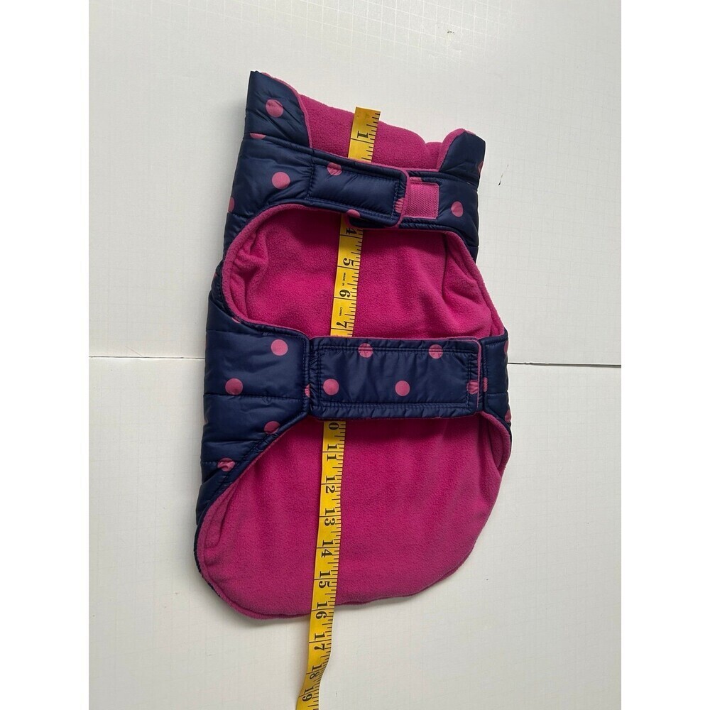 Top Paw Dog Puffer Vest/Jacket Blue & Pink With Polka Dots size M - Picture 3 of 4